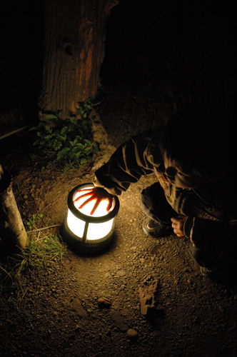 ライトで暖をとる王子